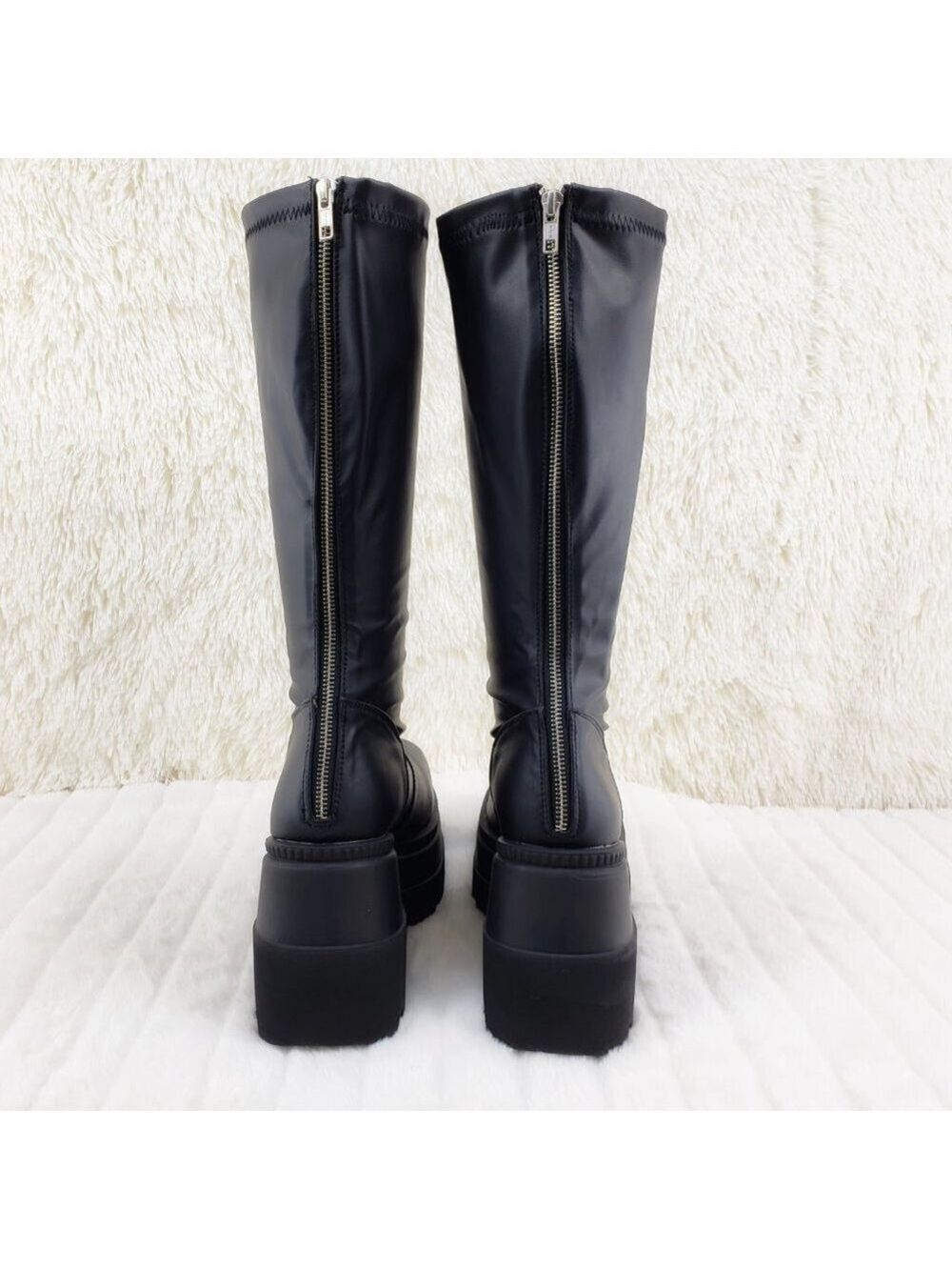 Goth Rave Platform Knee Boot Stretch Shaker 65 - Picture 4 of 10